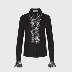 Anne Fontaine Ruffled Animal Print Patsy Leoni Blouse 40/ US 8